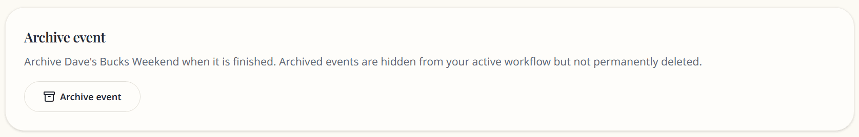 Archive event confirmation