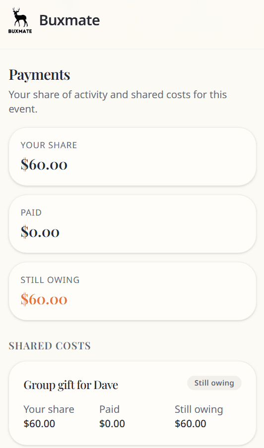 Guest payments summary