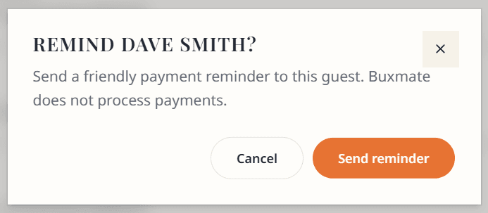 Per-guest payment reminder