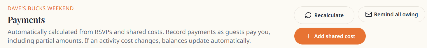 Recalculate payments and needs review banner